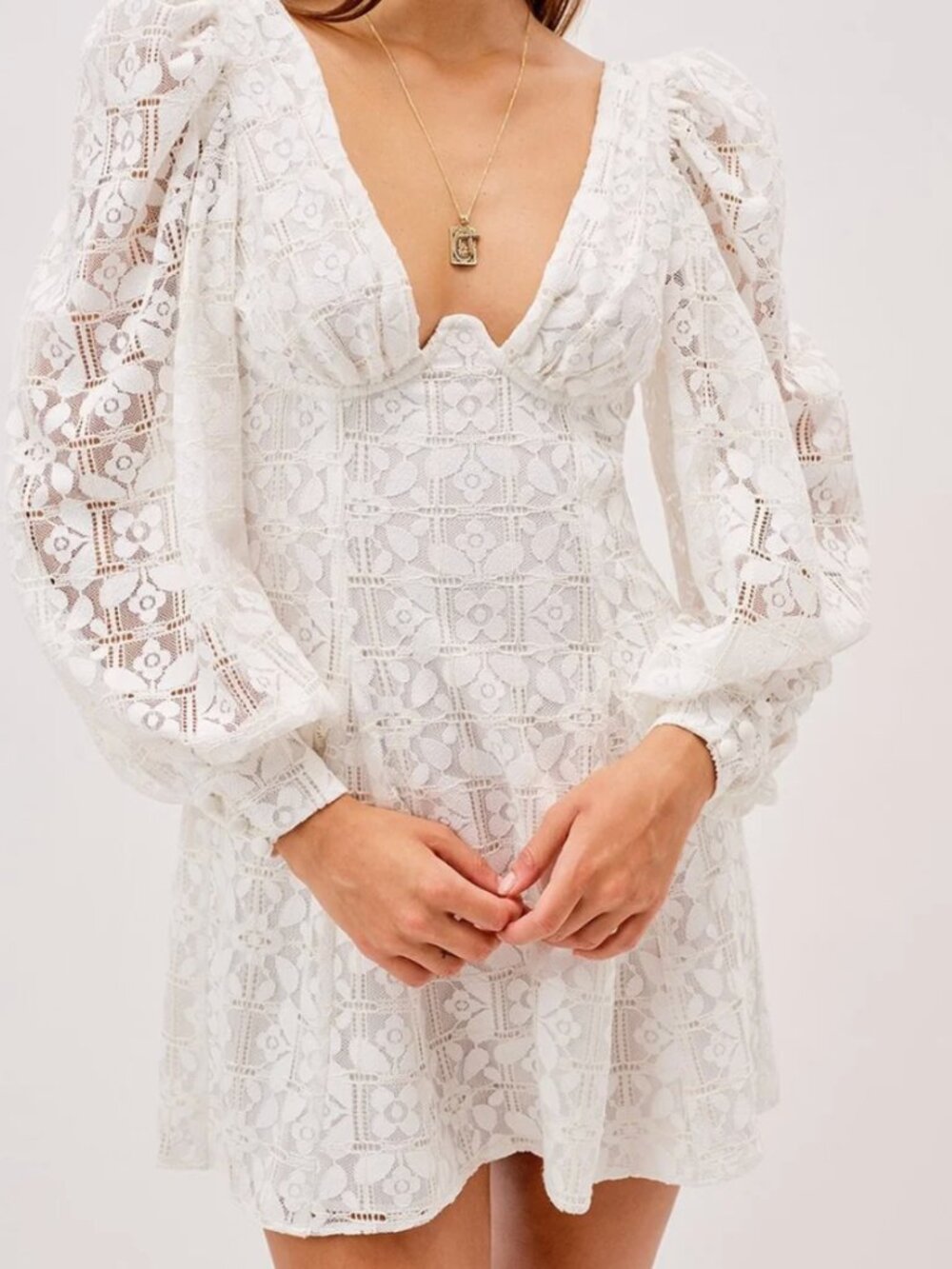 For Love and Lemon Nadine Mini Dress White XL